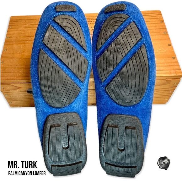 MR TURK PALM CANYON LOAFERS IN BLUE SUEDE DRIVING MOCCASINS MEN’S SIZE 7 & 8 - Picture 8 of 11